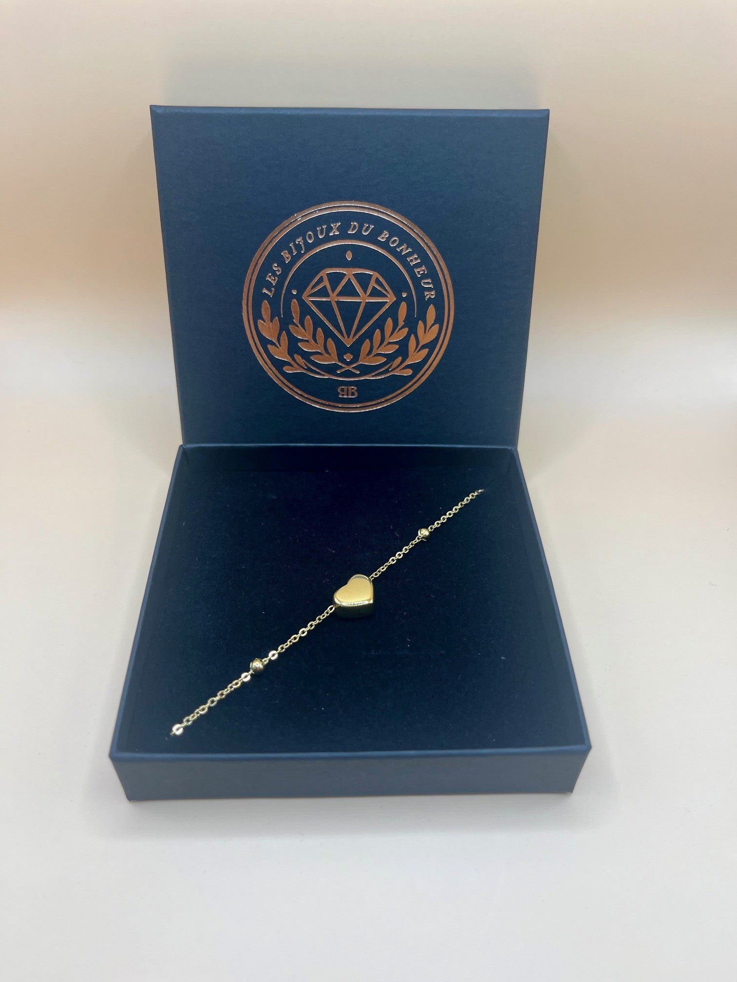 Bracelet cœur en acier inoxydable 304 plaqué or 18K