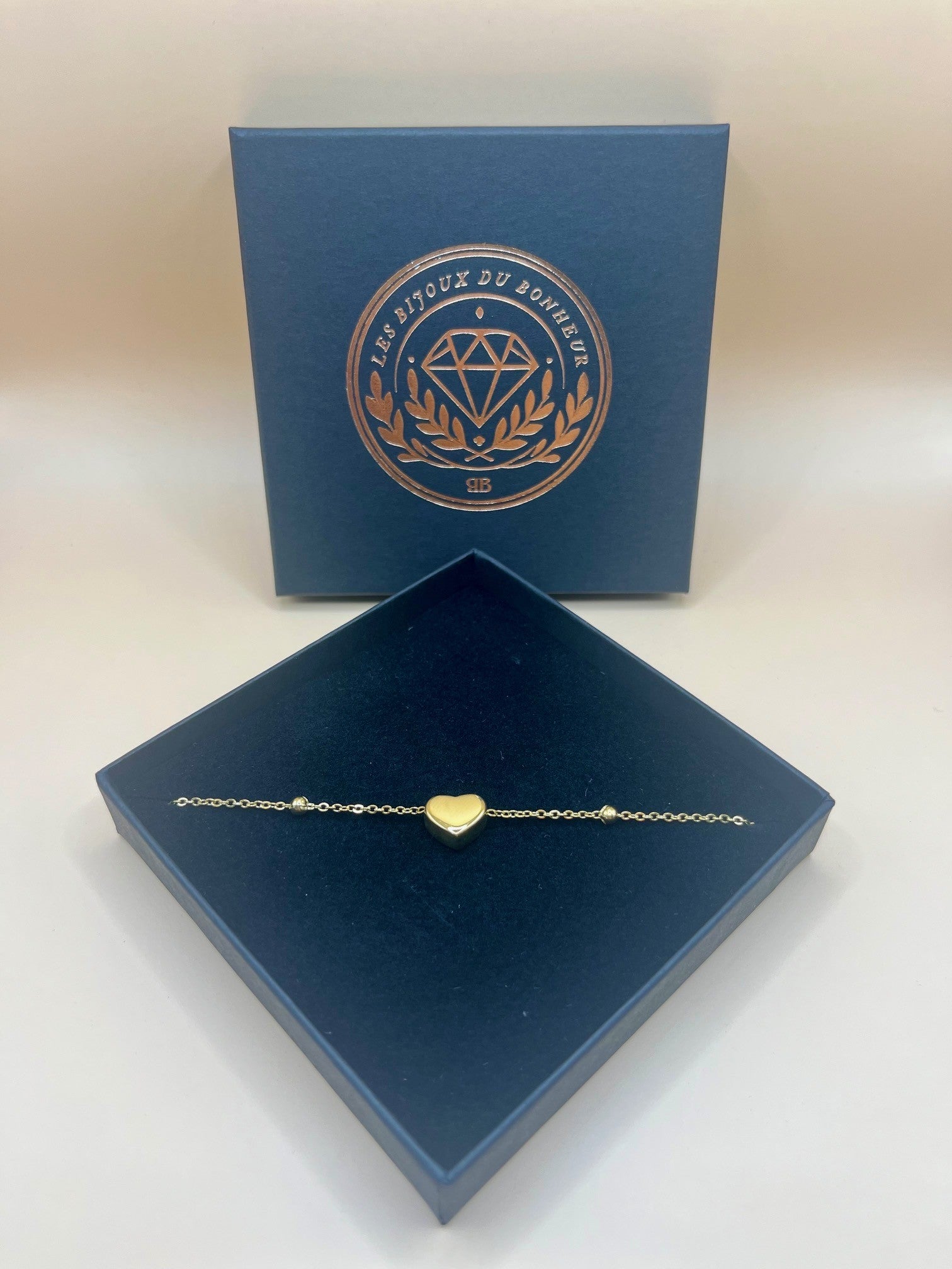 Bracelet cœur en acier inoxydable 304 plaqué or 18K