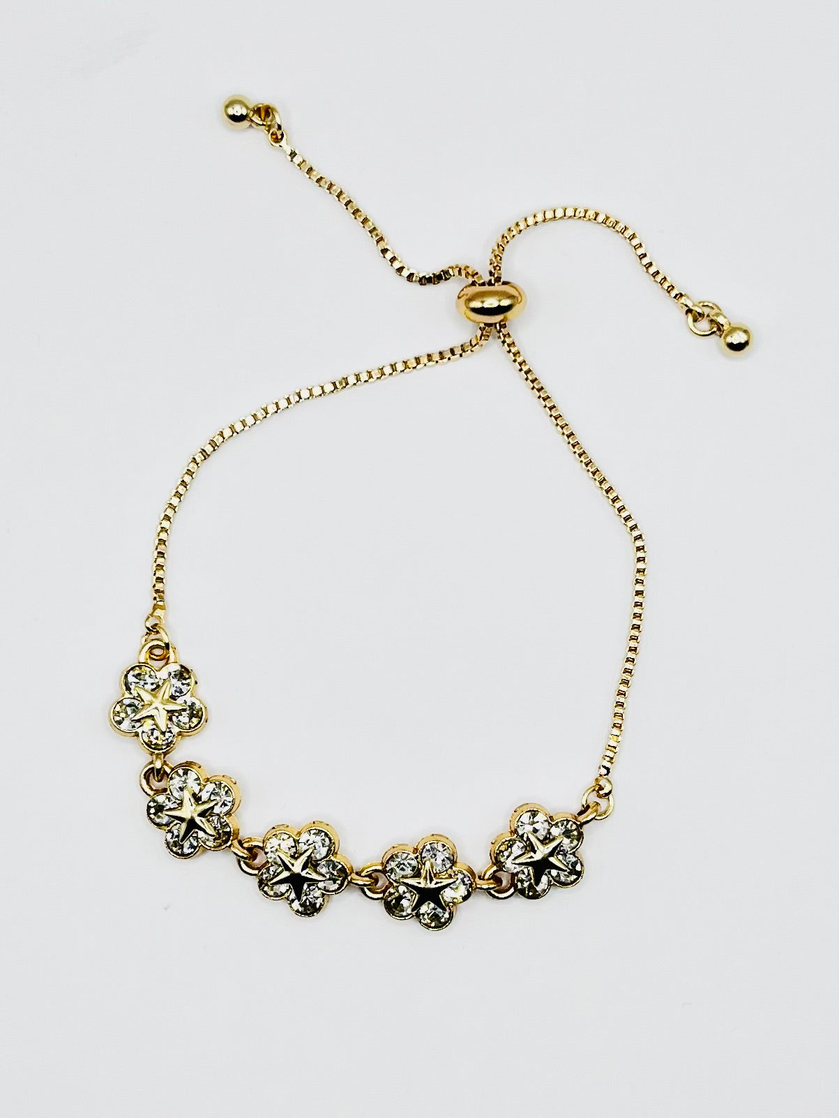Bracelet fleur doré en acier inoxydable 304 et zirconium AAA