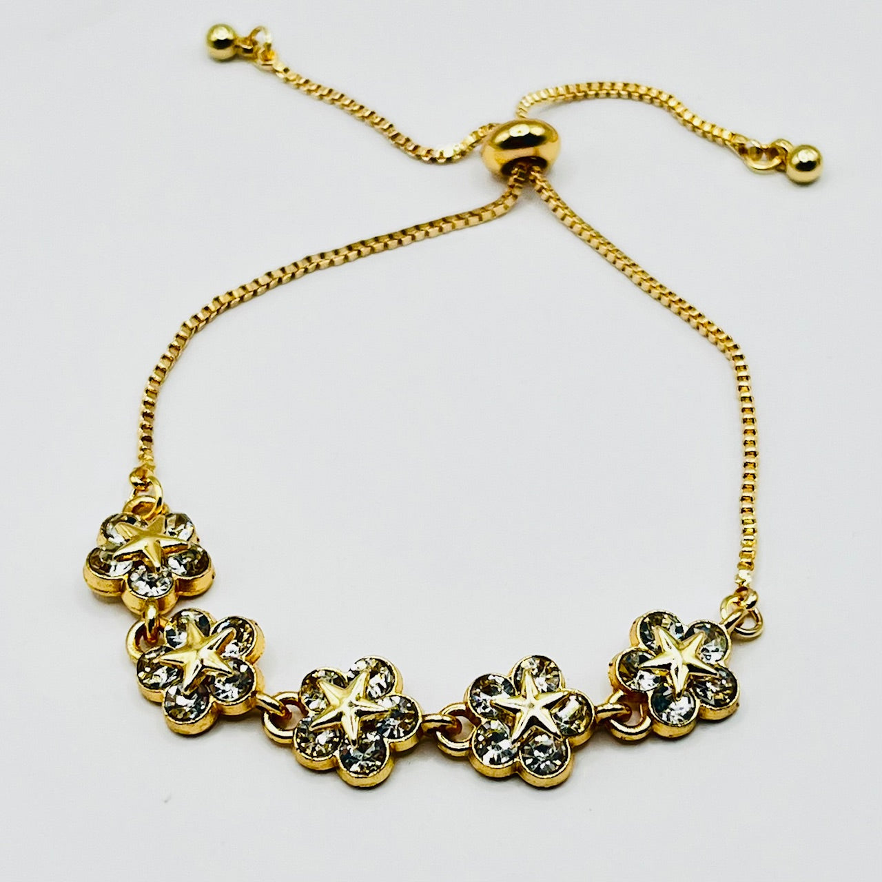 Bracelet fleur doré en acier inoxydable 304 et zirconium AAA