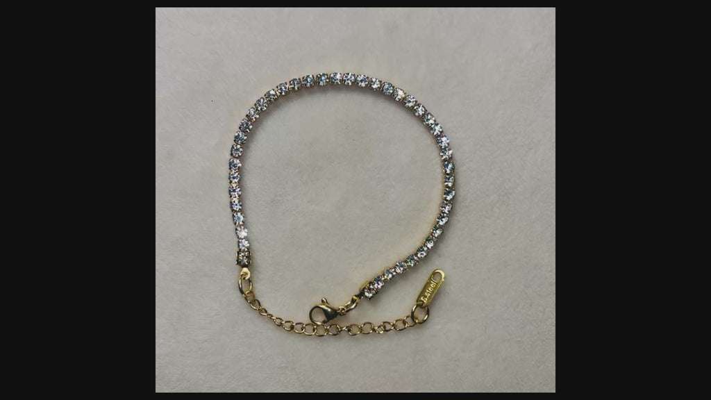 Bracelet Scintillant plaqué Or 18K et pierres de Moissanite Artificielle 3mm