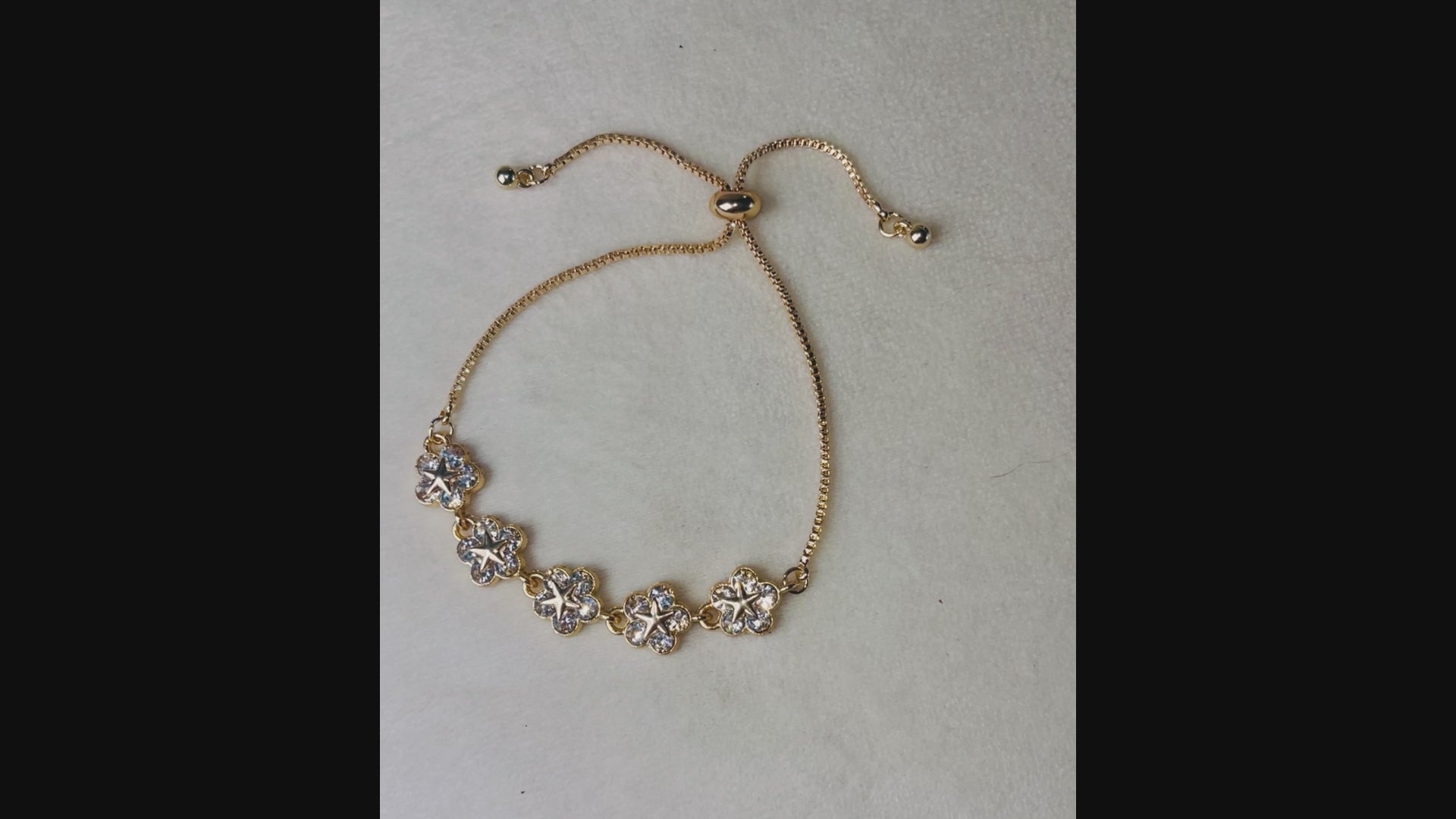 Bracelet fleur doré en acier inoxydable 304 et zirconium AAA