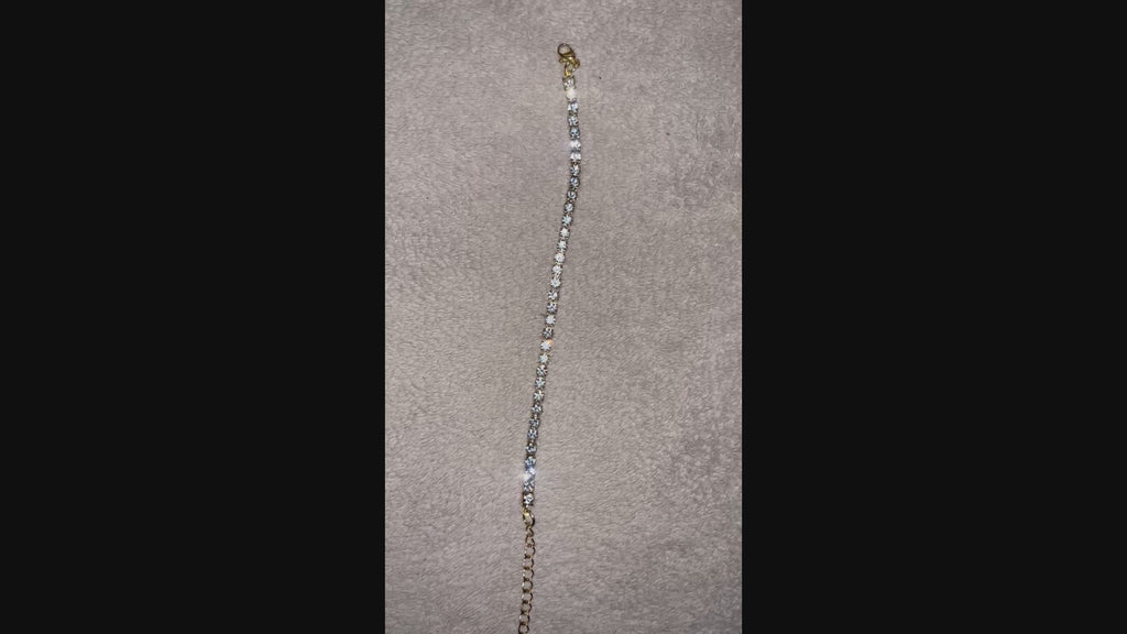 Bracelet Scintillant plaqué Or 18K et pierres de Moissanite Artificielle 4mm